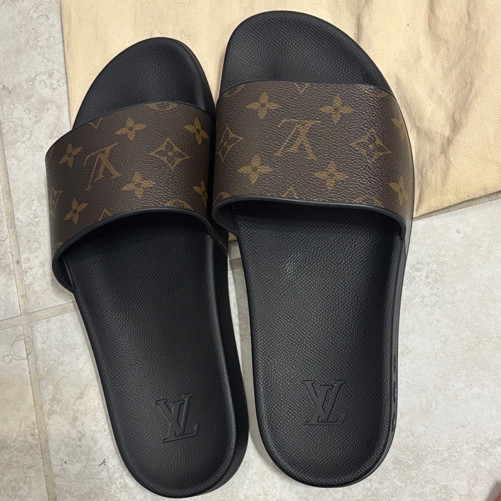 Louis Vuitton Monogram Brown and Black Slides
